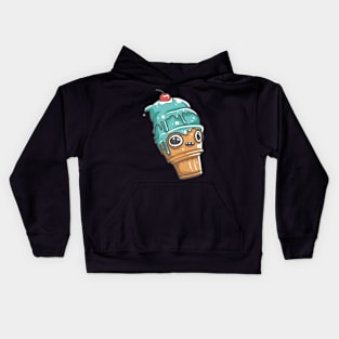 Blue cone ice cream character Kids Hoodie